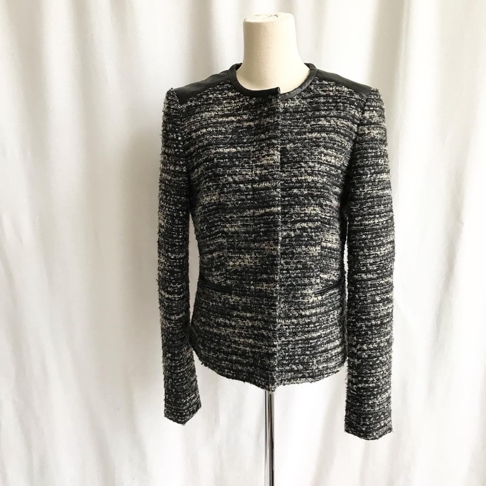 Ann Taylor tweed shoulder patch blazer size 2